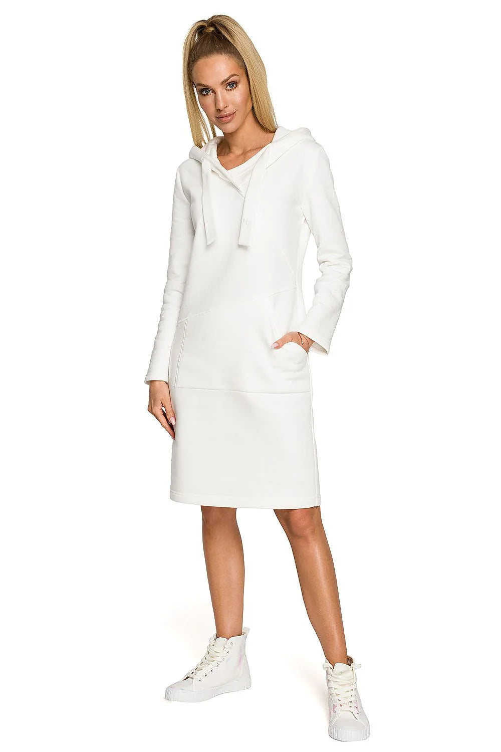 Robe de jour Moe pour femme style décontracté coupe droite capuche poches kangourou matière douce polyester coton confort
