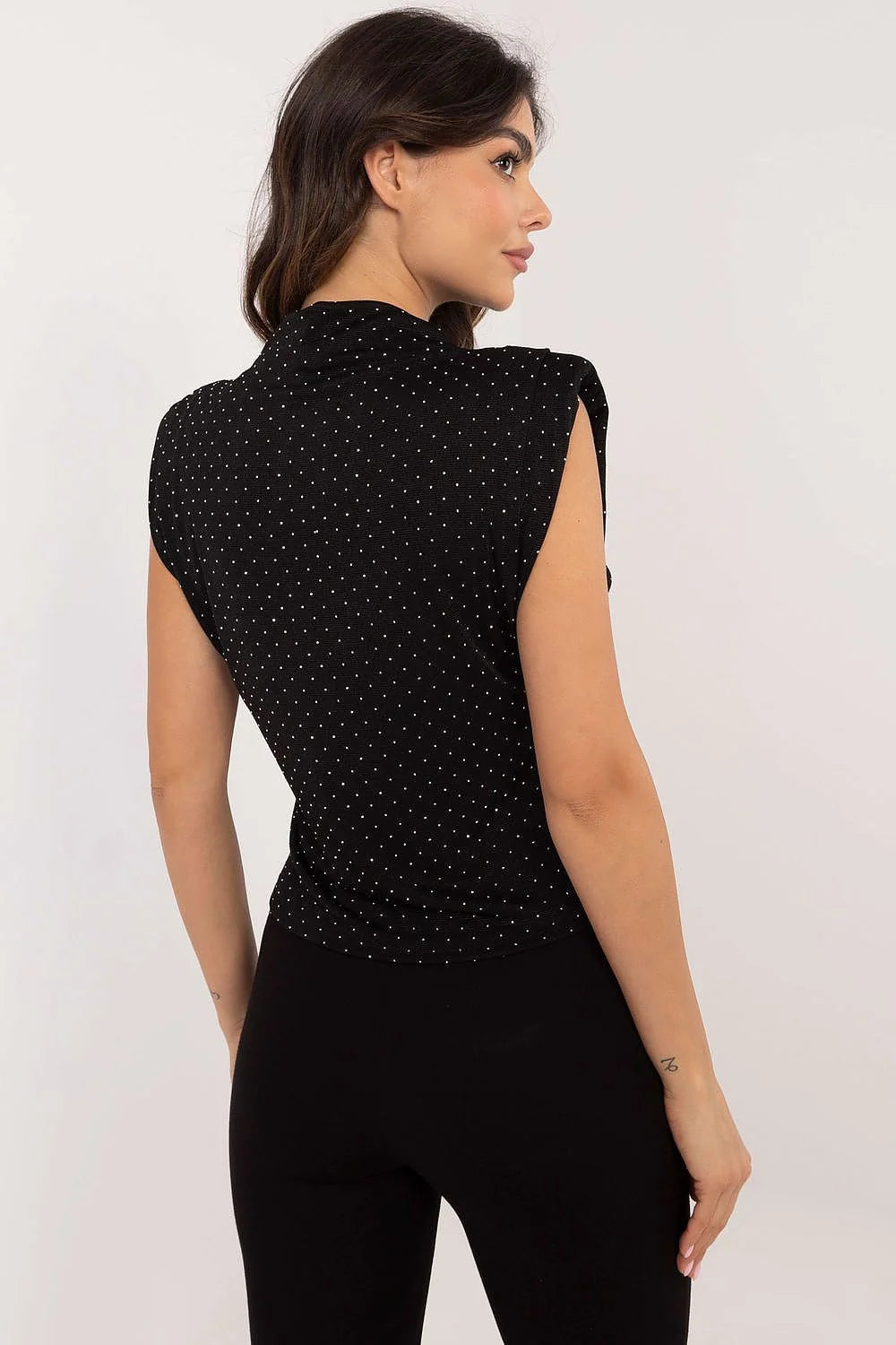 Chemisier sans manches Italy Moda épaules structurées Polyester Elasthanne occasion formelle chic mode femme