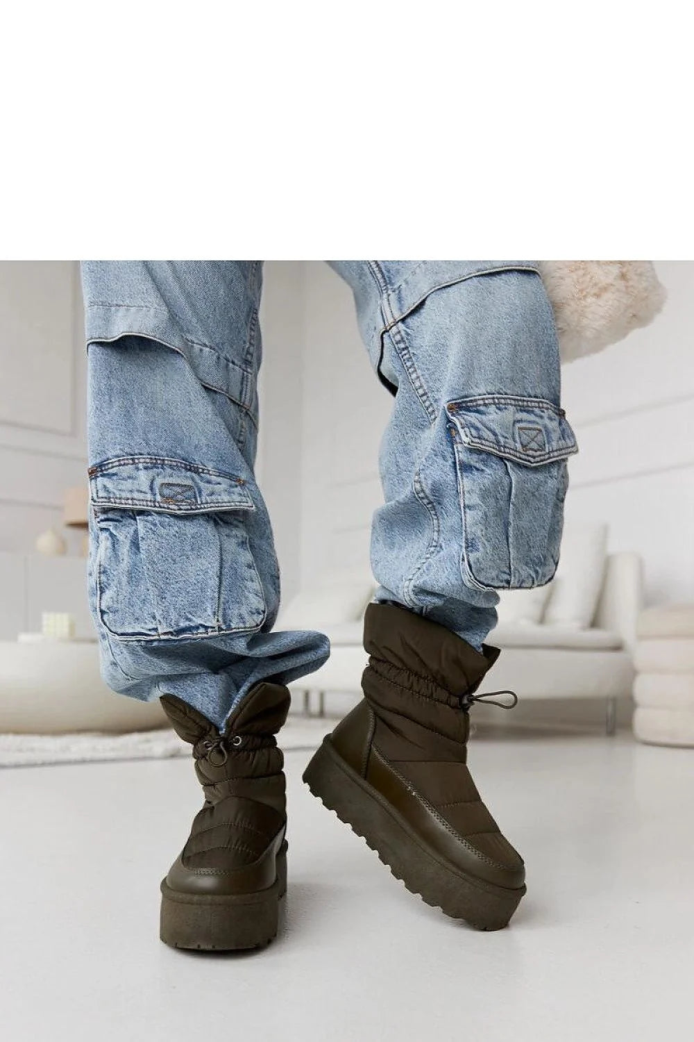 Bottes de neige Solea vert kaki design moderne fonctionnel matière synthétique imperméable semelle plateforme femme urban style