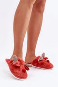 pantoufles femme fausse fourrure renne hiver noël confort original mule peluche corail rouge oreilles maille pompon nez semelle blanche plate