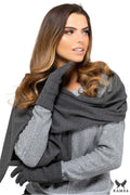 Châle Kamea en viscose soyeuse, gris foncé, style élégant, pour femmes, accessoire hiver, confortable et chaleureux