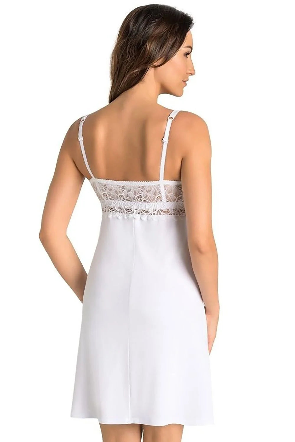 Nuisette sexy Teyli en dentelle florale, blanc pur, élastique, ajustée, confortable, robe de nuit élégante