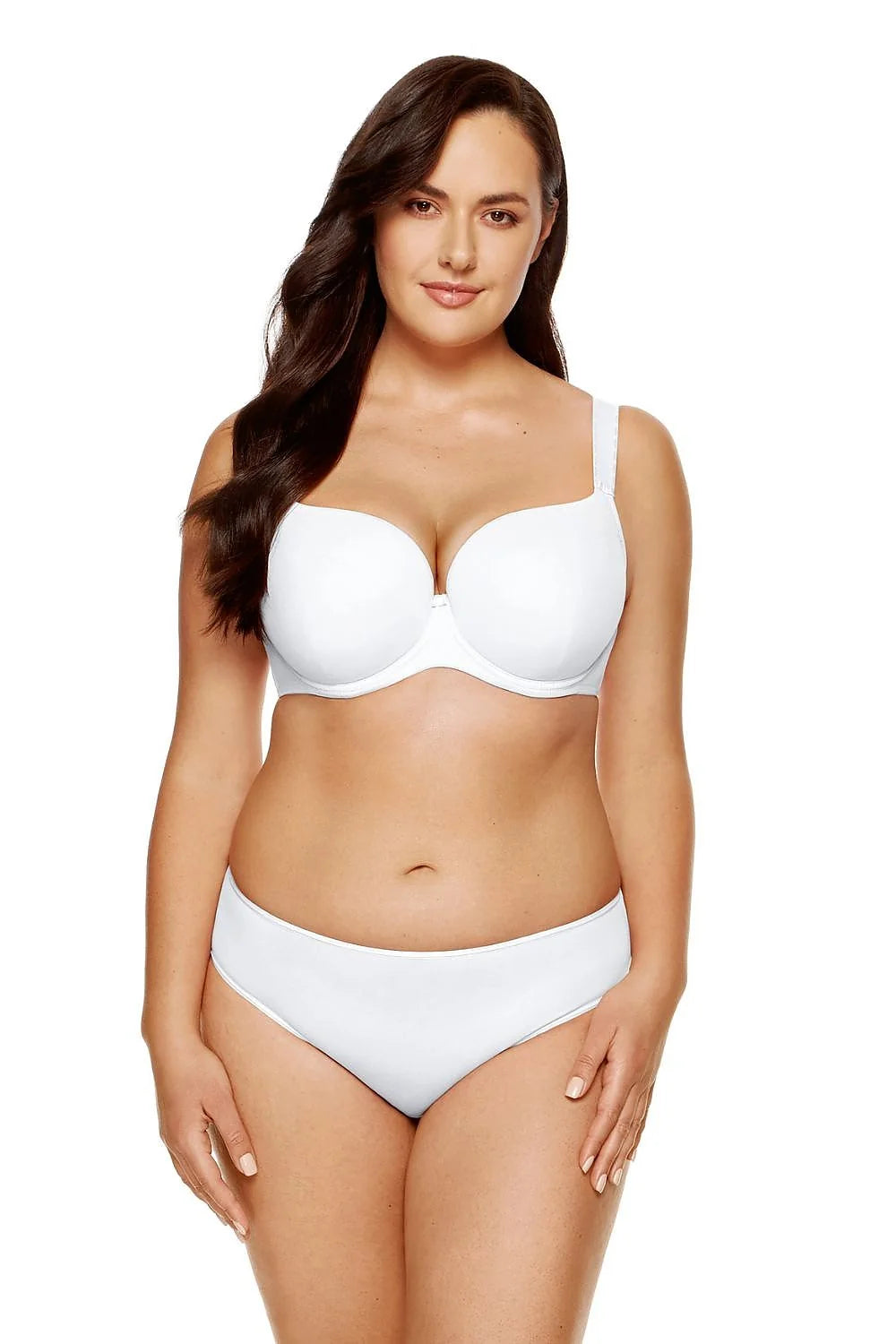 Ensemble lingerie féminine classique soutien-gorge rembourré bas bikini microfibre blanc confortable maintien optimal