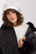 Béret élégant pour femme en acrylique, coton et cachemire, design classique, finition brillante, motif losange, accessoire mode, style sophistiqué, parfait pour les saisons fraîches