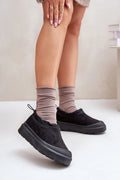 Bottes de neige modernes pour femmes en suède noir fourrure isolateur thermique confortable低 compensated sole urban casual