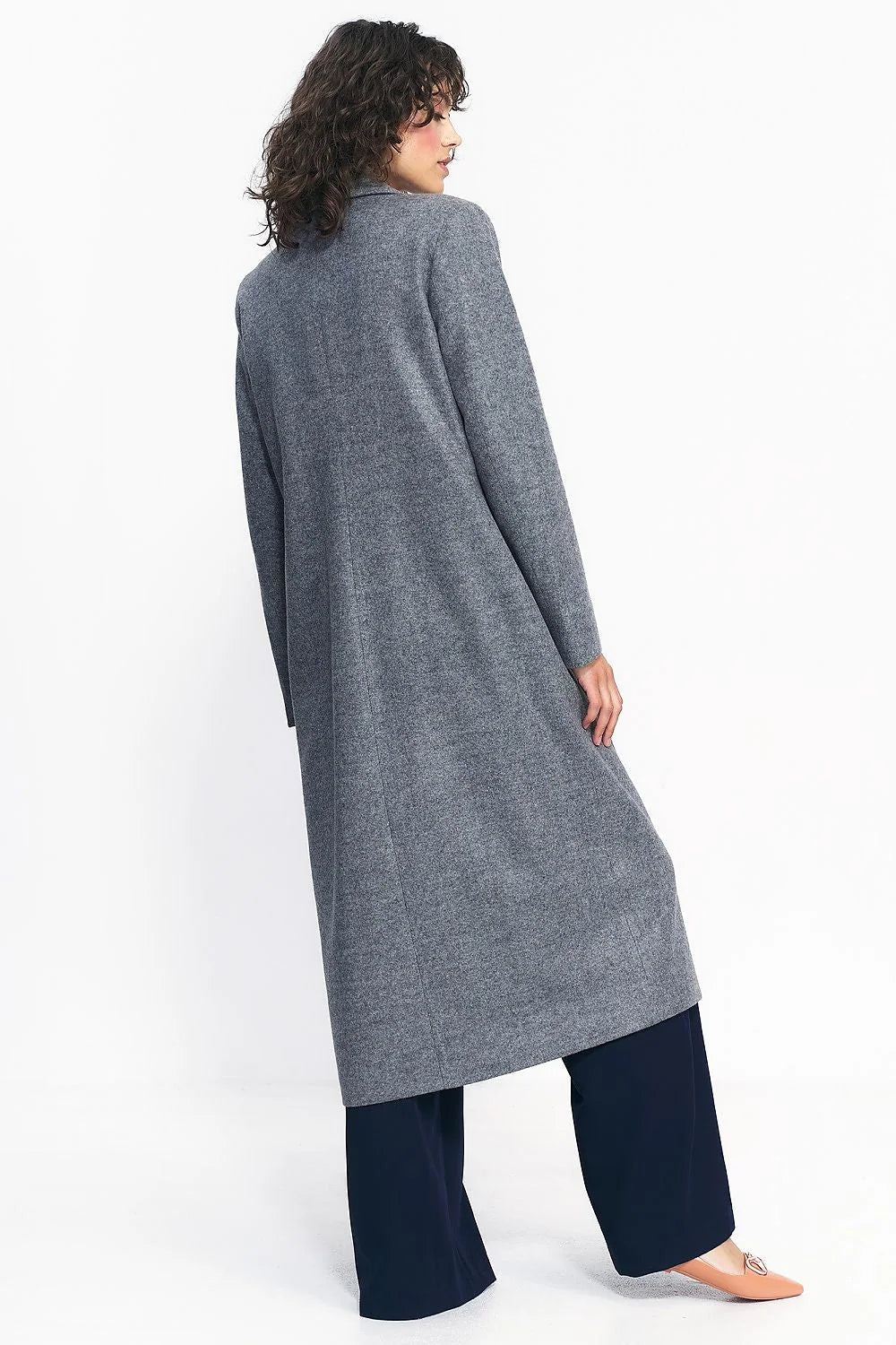 Manteau Nife Oversize Double Boutonnage gris style classique élégant femme automne hiver coupe ajustée longueur genoux