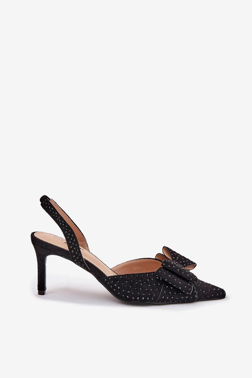 Talons hauts élégants design moderne Cristaux perles noires Soirée Mariage Femme Haute qualité Confort Taille ajustable Coupe pointue Décoration nœud