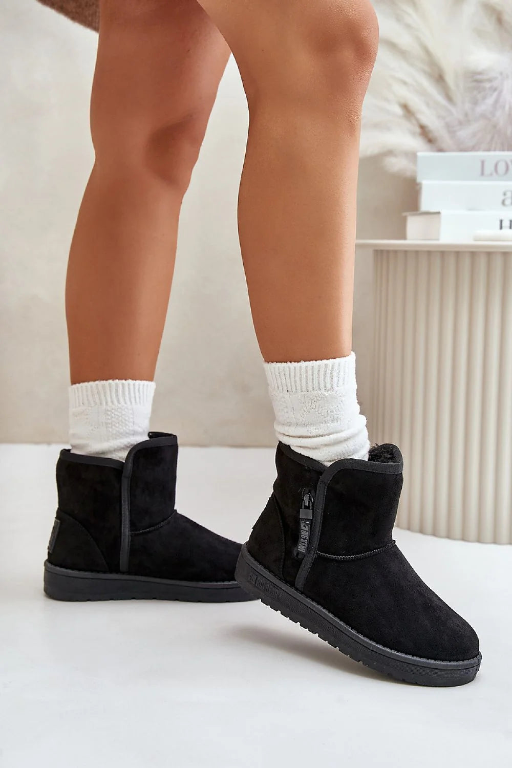 Bottes de neige Step in style éco-suède doublure fourrure semelle fourrure 14 cm plateforme 3 cm cheville style décontracté automne hiver