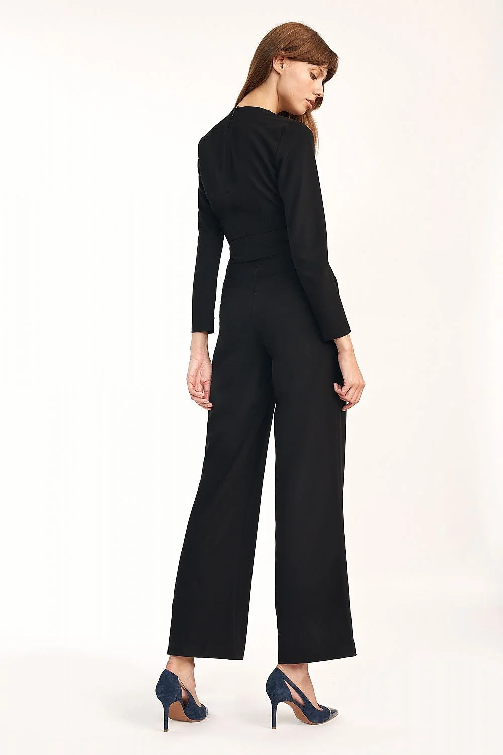 Combinaison fluide vert émeraude chic ceinture nouée jambes larges élégance moderne pour femmes sophistiquées