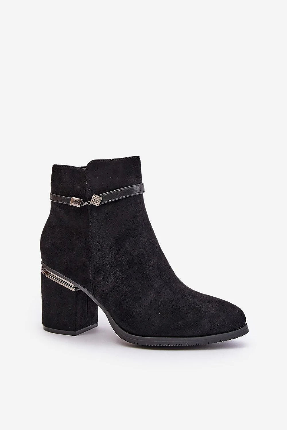 Bottines femmes design élégant talon carré suédine noire style moderne coupe chelsea fermeture éclair invisible