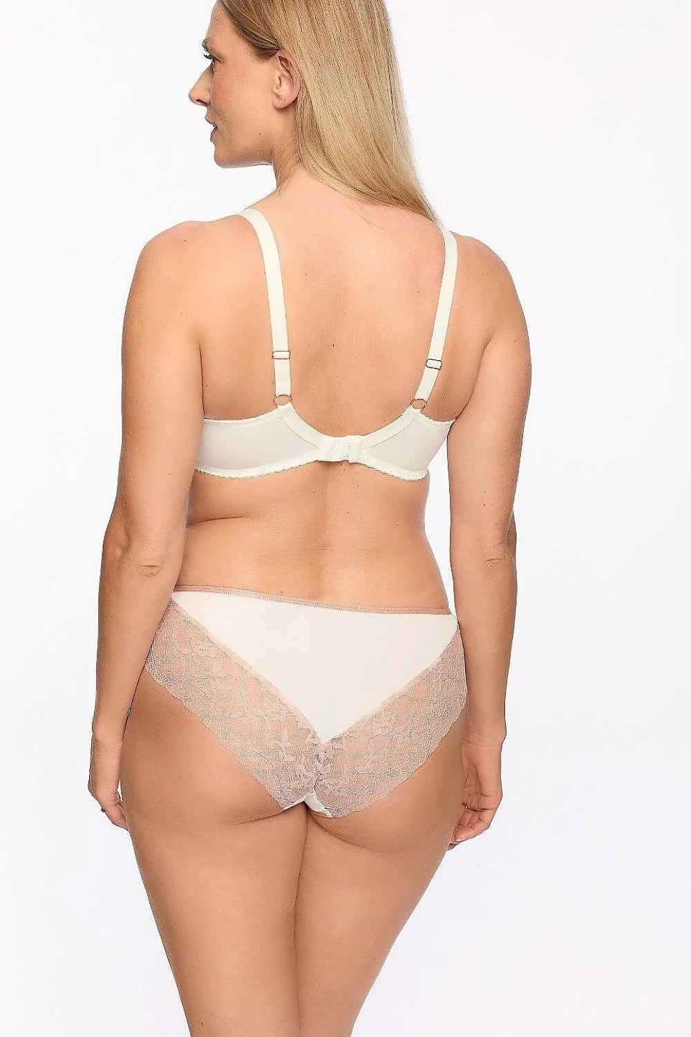 Soutien-gorge féminin élégant semi-rembourré dentelle nude bretelles ajustables maintien parfait lingerie haut de gamme femmes