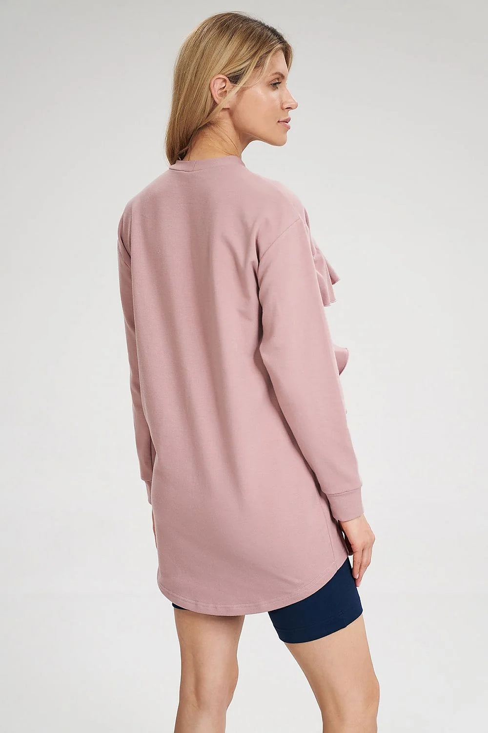 Ensemble femme coton élasthanne style décontracté élégant haut manches longues volants short tendance confortable