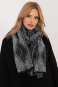Écharpe élégante pour femme motif géométrique gris et noir viscose longueur 190cm large 69cm
