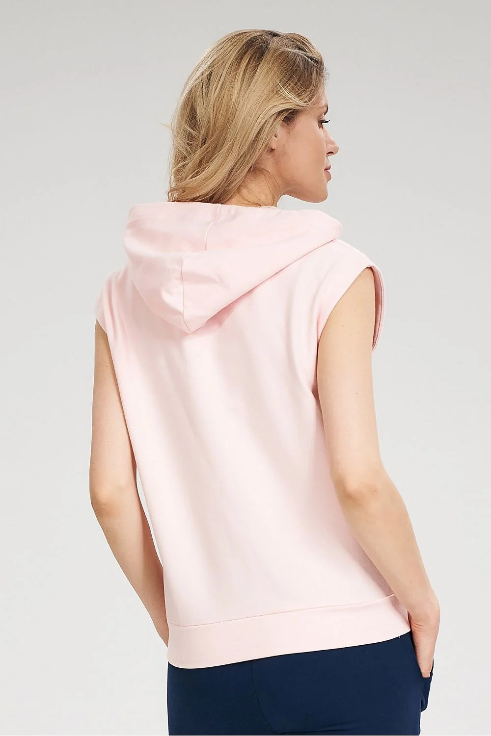 Sweat à capuche sans manches en coton jaune pâle coupe ample style décontracté pour femme moderne