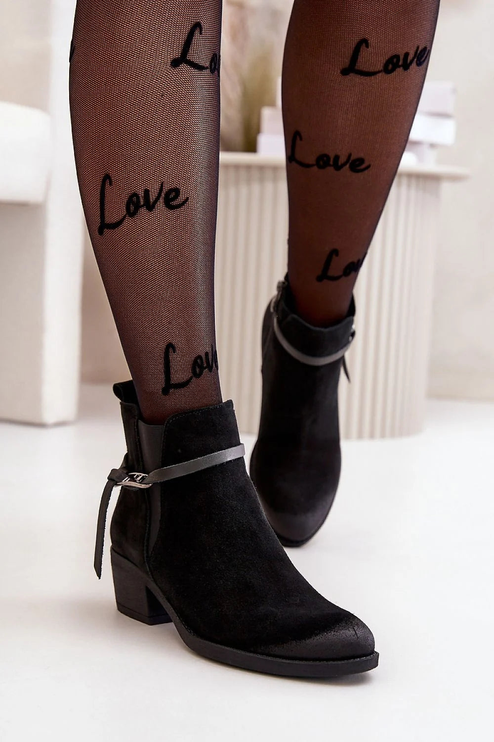 Bottes à talons en cuir suédé noir, style élégant moderne, occasion ville décontractée, semelle confortable, taille ajustable 36-39, femmes