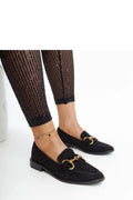 Moccasins femmes classiques élégants cuir noir bout en amande détails métalliques dorés confortables occasionnels