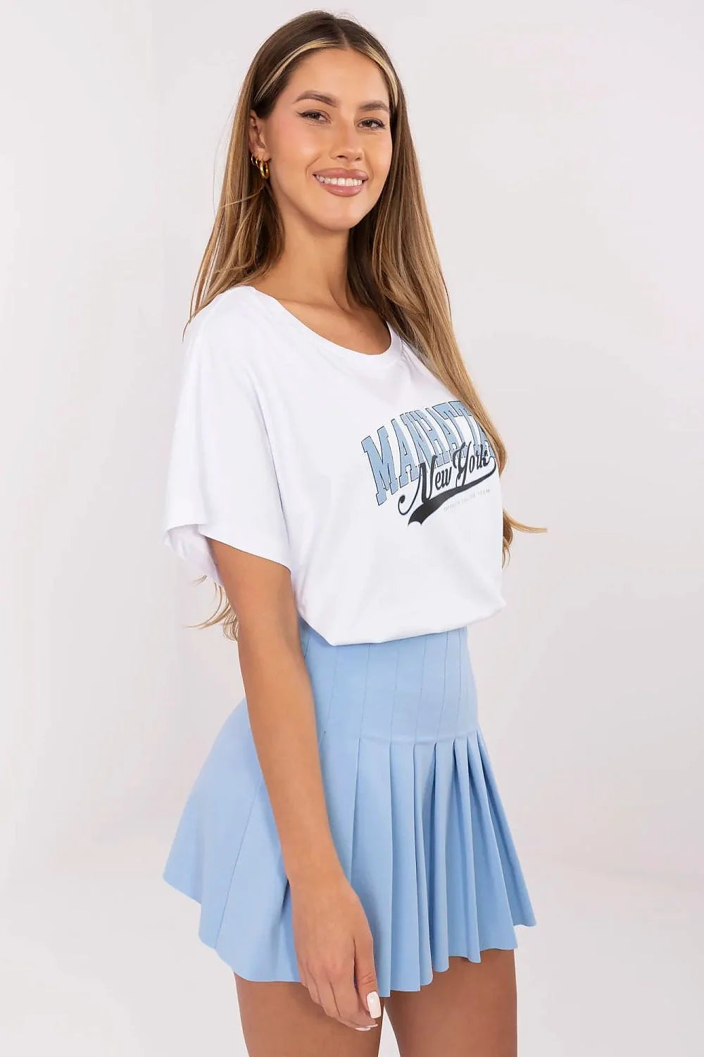 T-shirt femme design Manhattan New York imprimé coton blanc décontracté manches courtes encolure ronde
