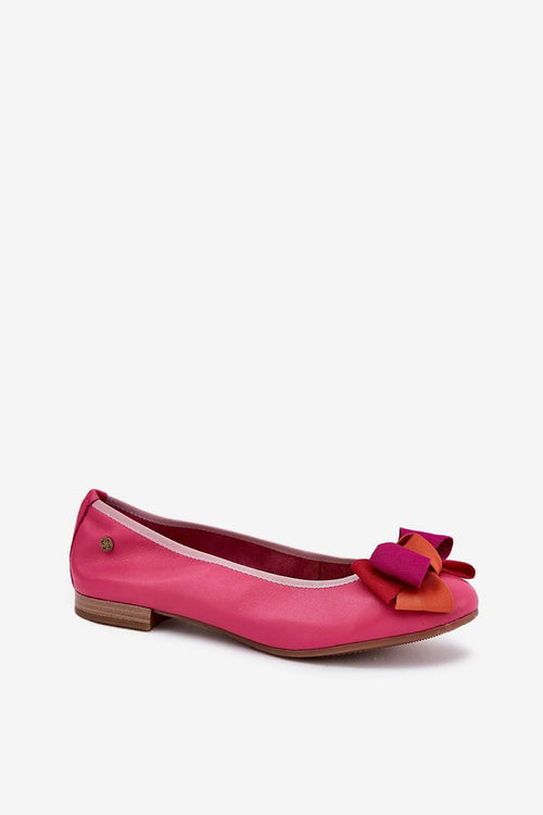 Ballerines féminines élégantes cuir naturel double nœud prune orange rose vif femmes confortables occasionnels