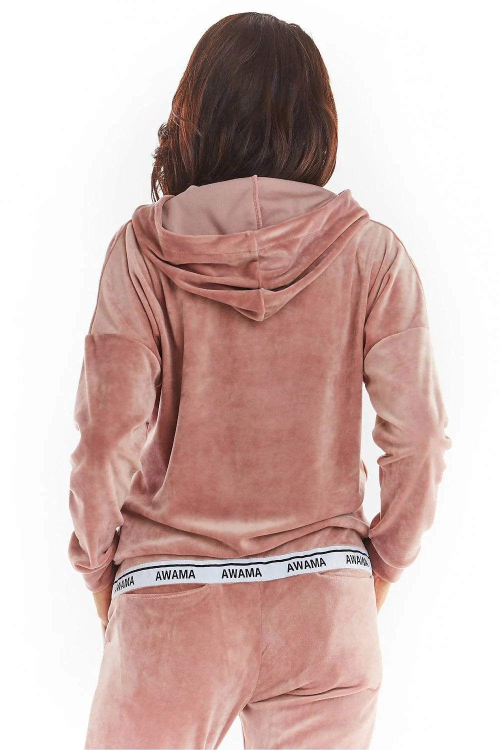 Sweatshirt en velours beige camel loose fit confortable pour femme avec capuche et manches longues
