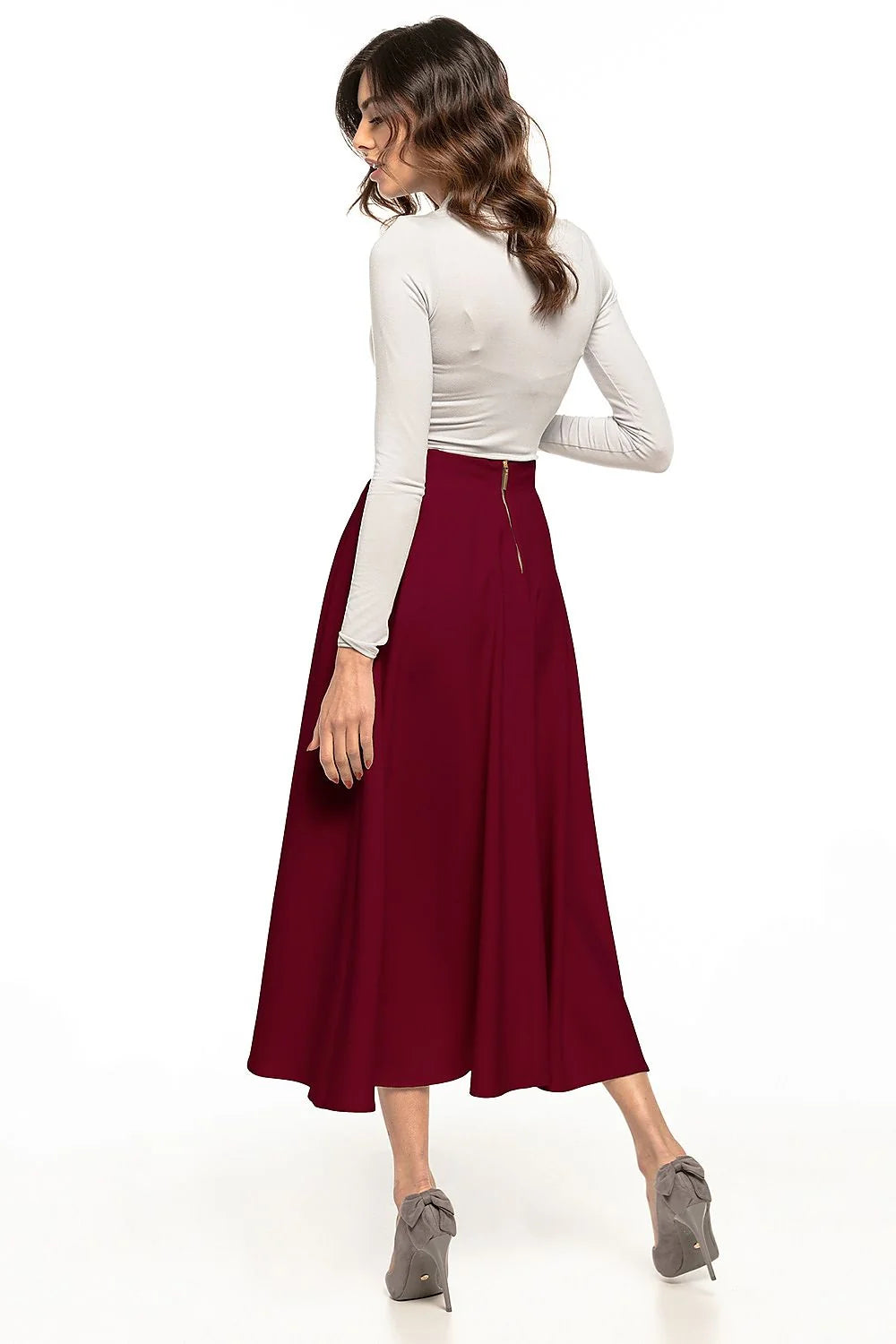 Jupe longue évasée polyester vert forêt élégante intemporelle confortable style chic femme moderne automne