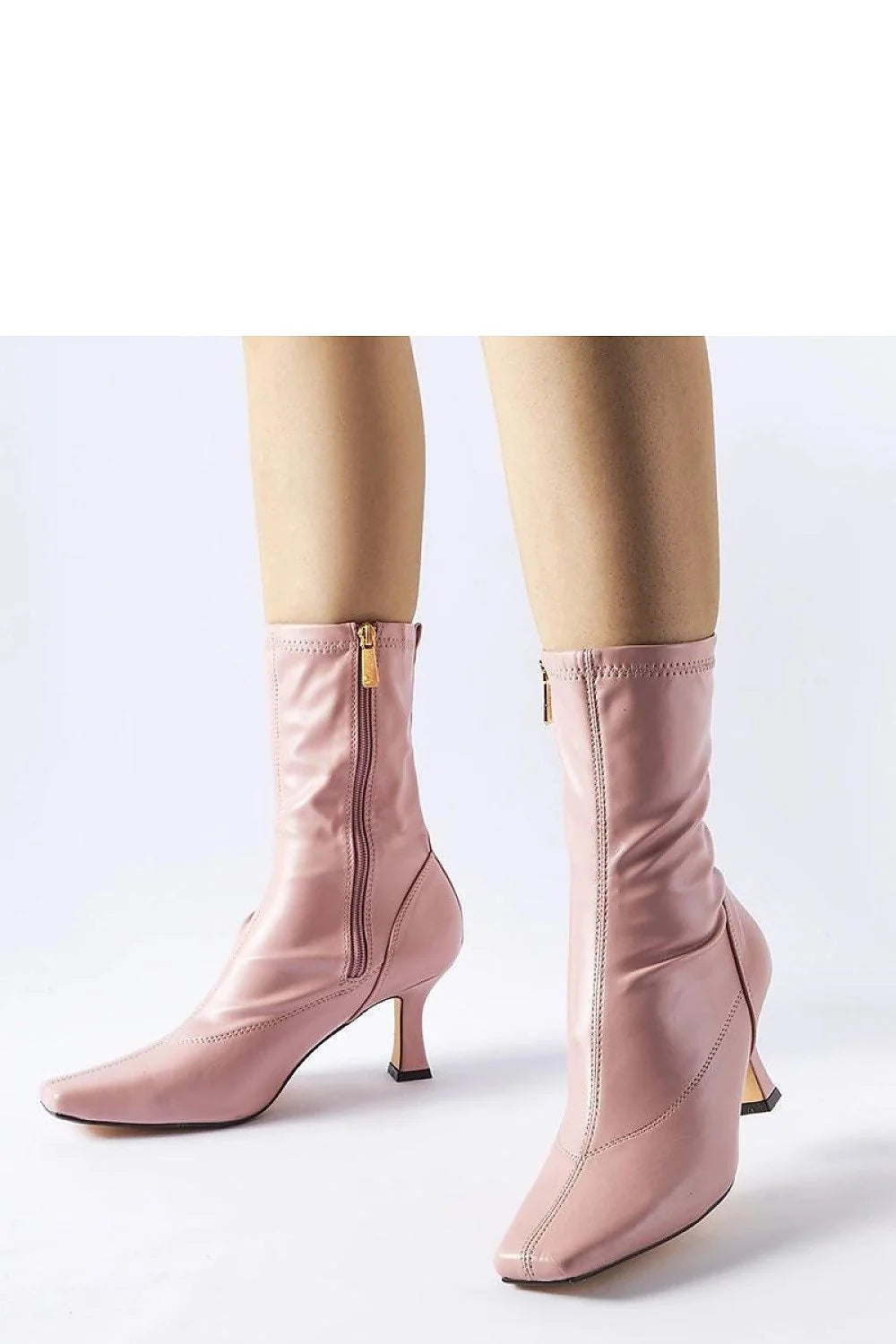 Bottines à talons roses Luisella synthétique élégantes mode hiver femmes cheville talon fin carré fermeture éclair dorée