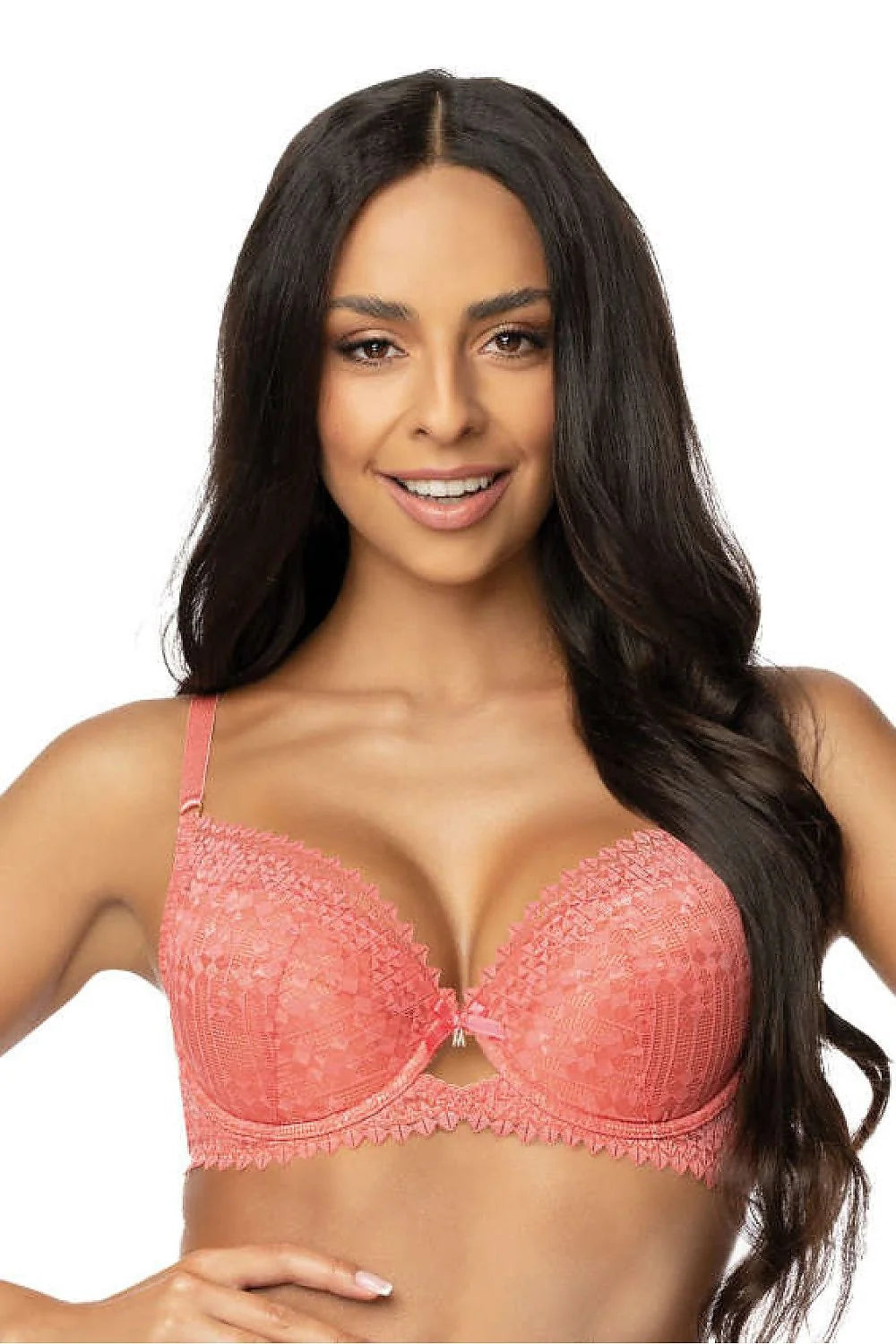 Soutien-gorge push-up dentelle corail Maddie style classique sexy lingerie féminine