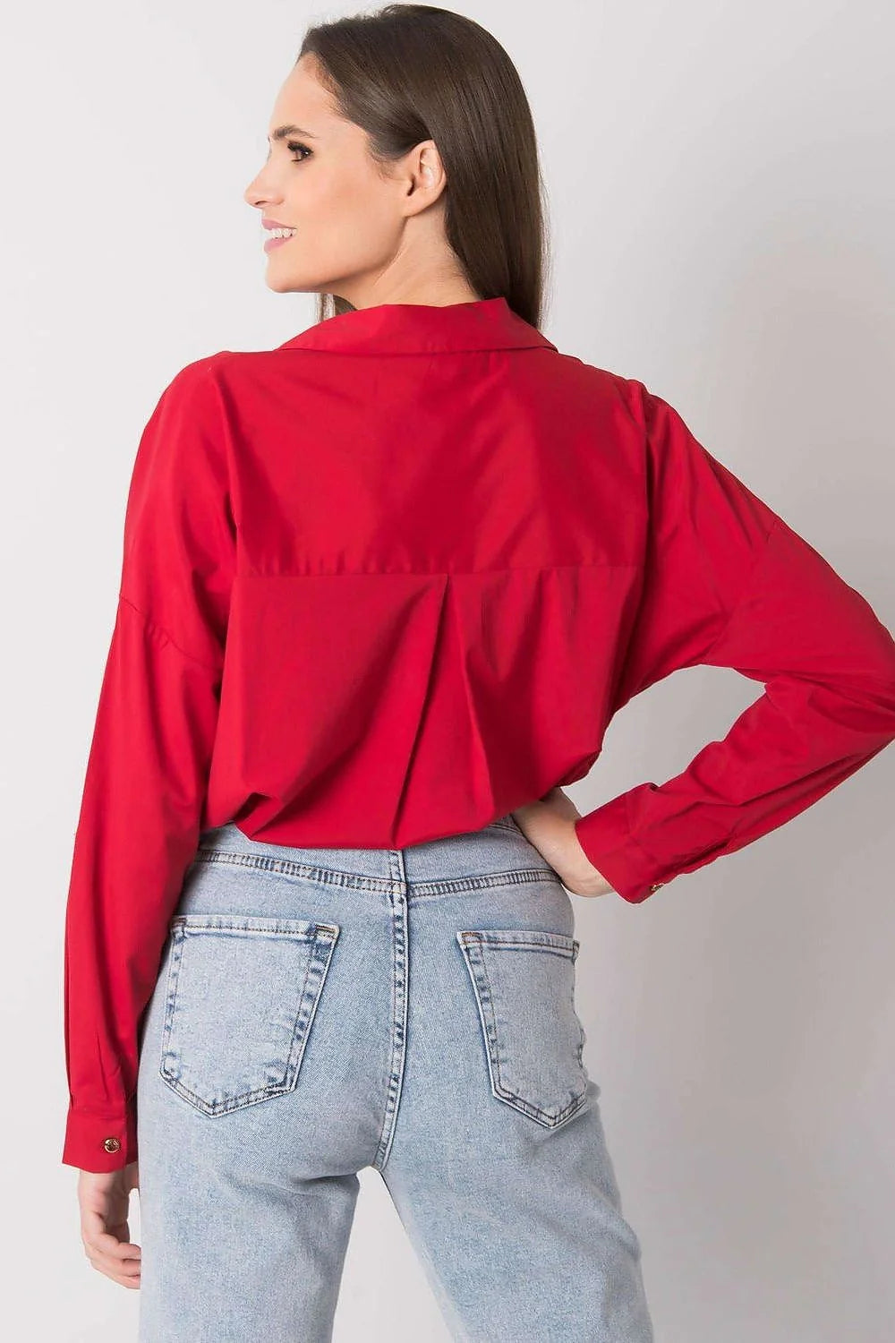 Chemise femme beige taupe ample coton polyester style décontracté élégante boutons marron oversize