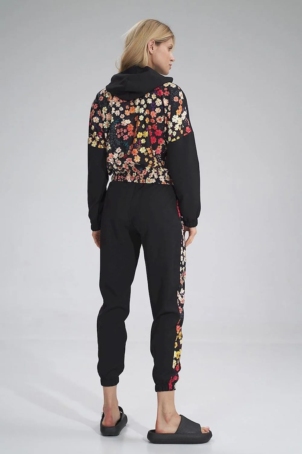 Pantalon survêtement femme tissu synthétique décontracté blanc élégant bandes carreaux confort ceinture élastique