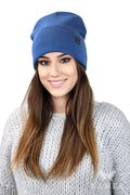 Bonnet pour femme élégant hiver moderne coupe slouchy bleu vif matière douce chaud confort accessoire mode polyvalent
