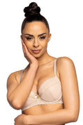 Soutien-gorge push-up beige dentelle maille underwire demi balconette élégance confort femme
