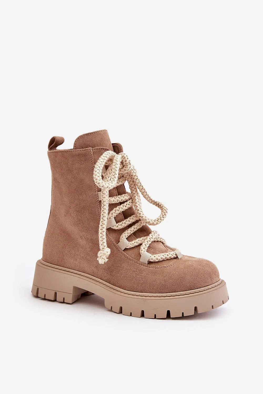 Bottines femmes style moderne fonctionnelles talon plat doublure mouton écologique beige confort cheville fermeture éclair pull tab