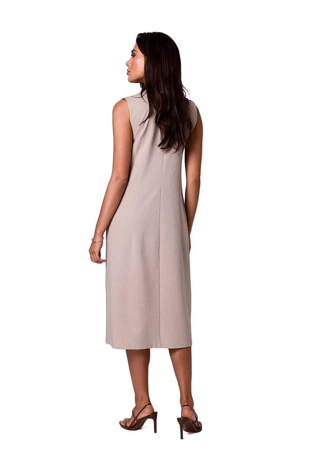 Robe blazer sans manches style élégant pour femme, coupe ajustée, blanche, polyester, occasion formelle, été