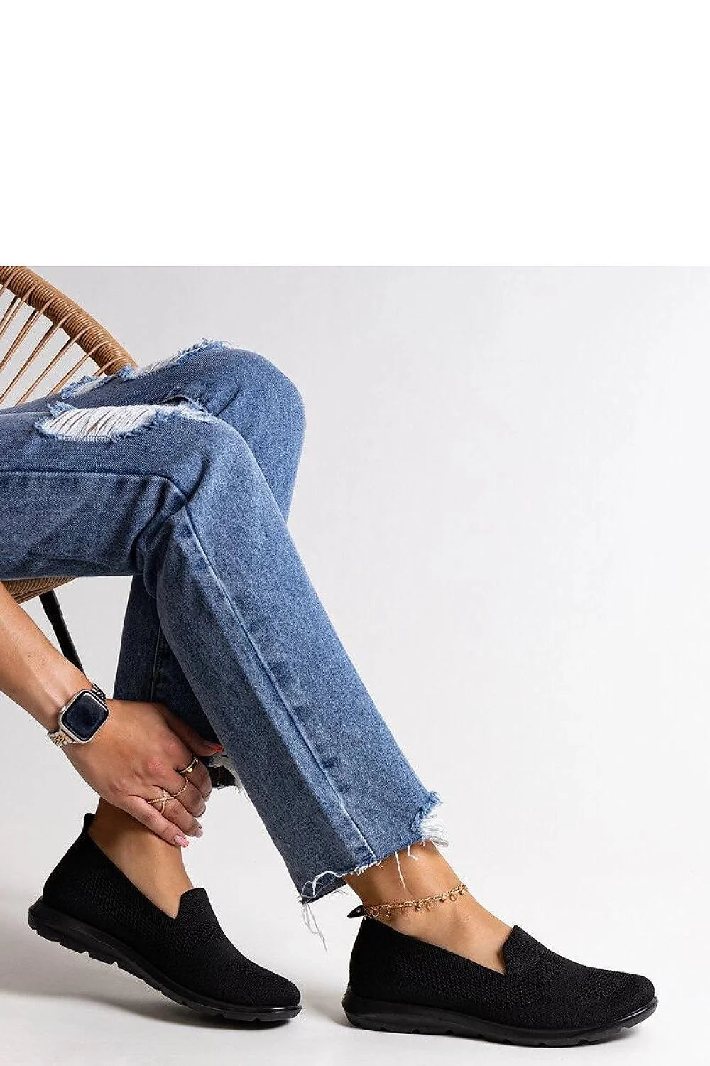 Baskets pour femme en maille noire sans lacets design minimaliste confortable été occasionnel casual élégant