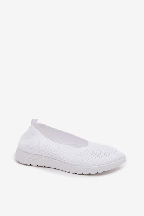 ballerine femme maille respirante blanche ajourée tricotée bout rond col élastique semelle légère flexible mousse confortable sportive décontractée