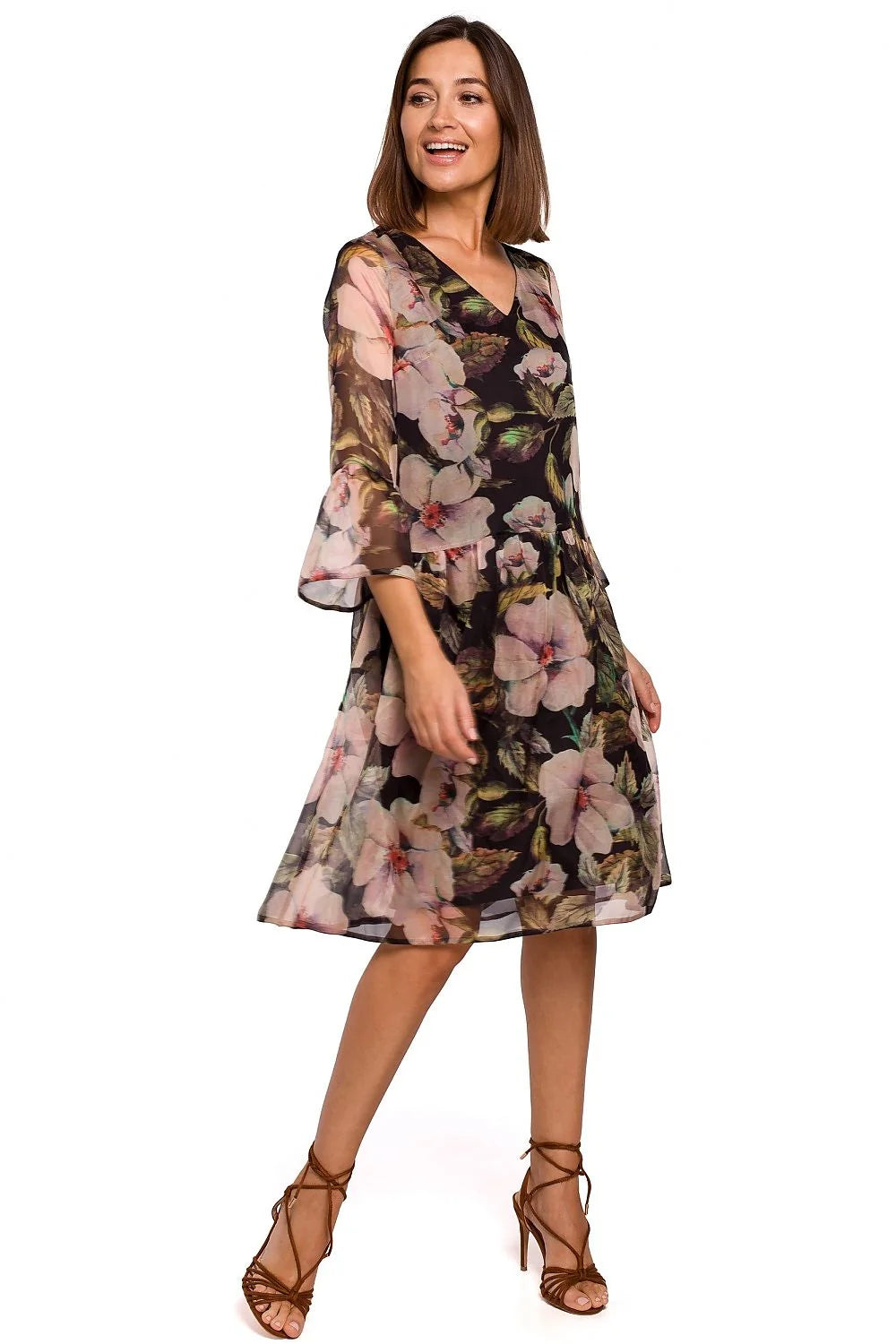 Robe de jour en mousseline de soie fleurie ample élégante pour femmes journées chaudes 2023