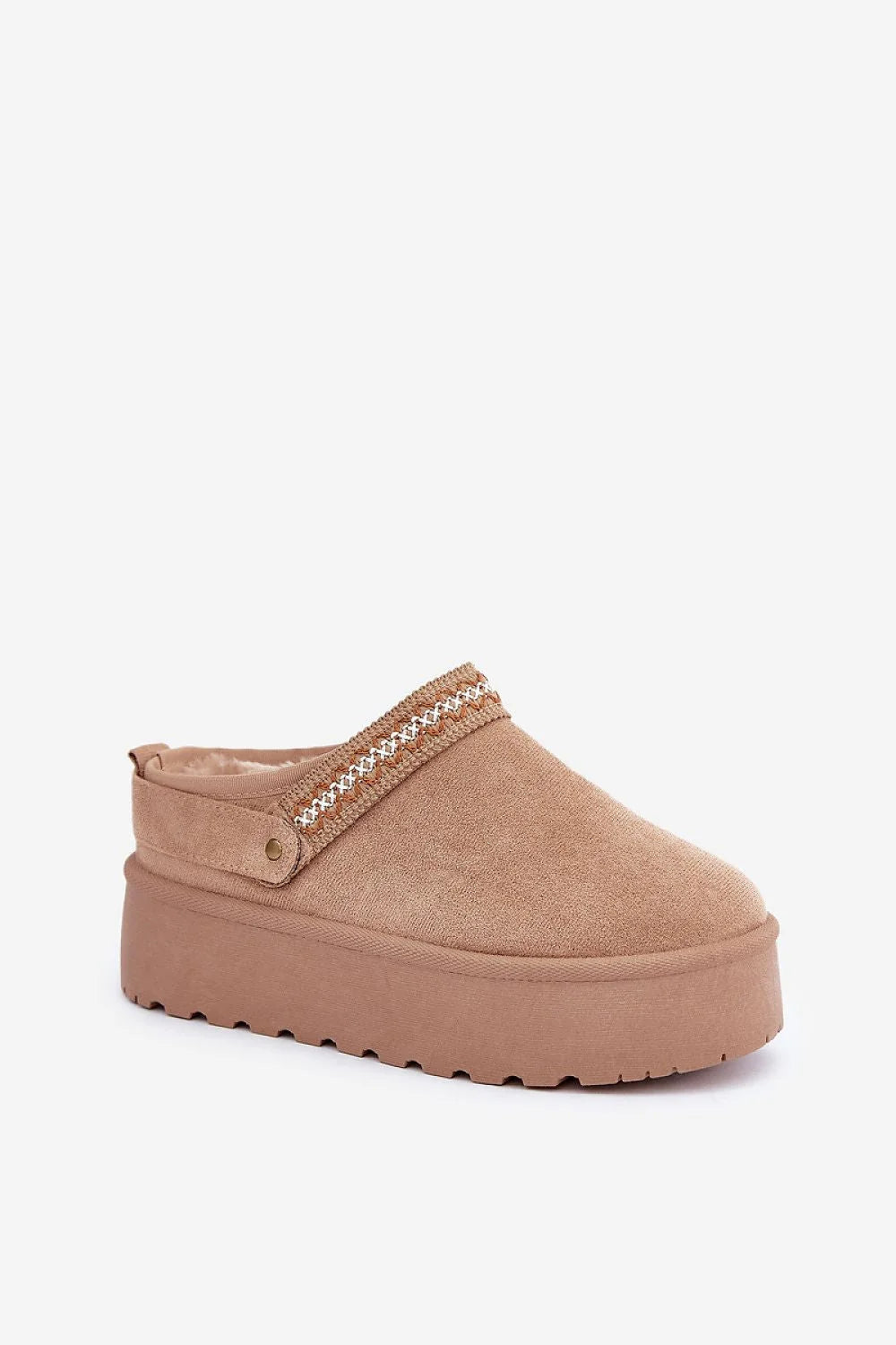 Mules femmes modernes confortables couleur beige clair tissu contrasté talon épais bomber occasion quotidienne style décontracté