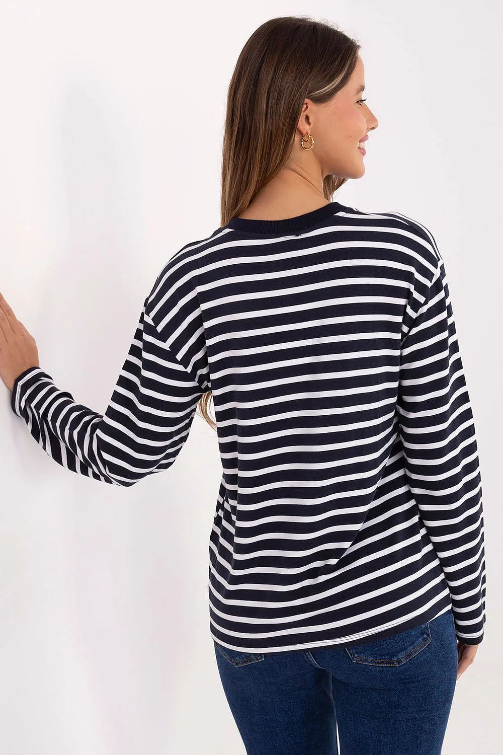 chemisier femme marinière rayé noir blanc manches longues micromodal stretch doux respirant confortable coupe droite encolure fendue