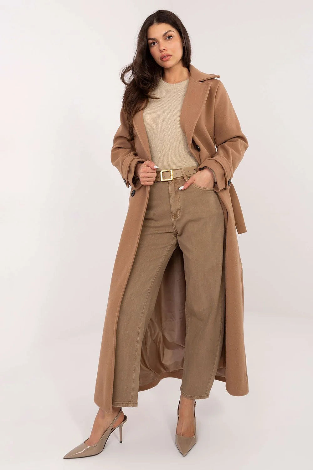jean femme coupe ballon taillehaute coton élasthanne léger fuselé cheville taupe poches plaquées arrière ceinture boutonnée fermeture glissière confortable