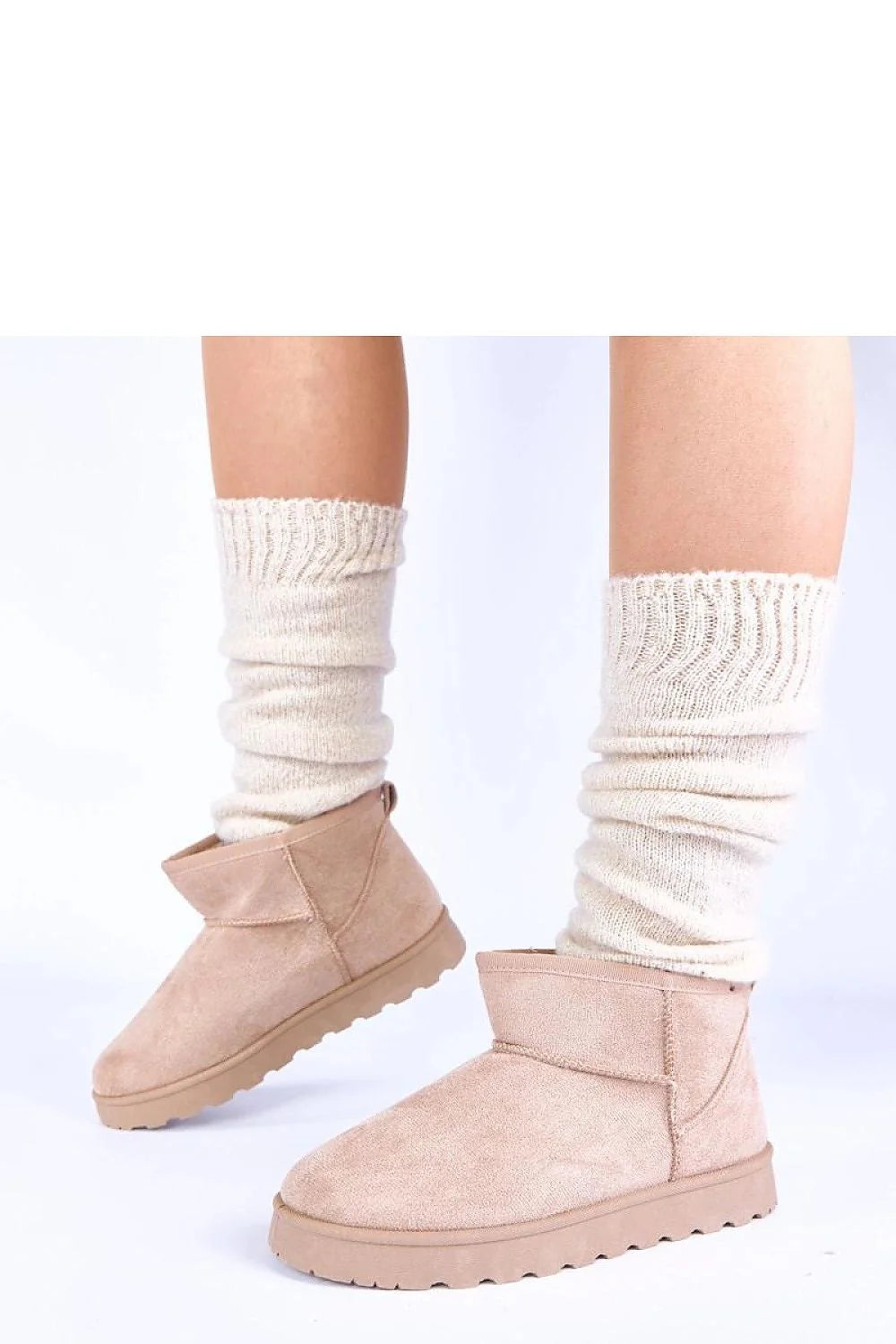 bottes neige beiges doublées fourrure Roelle Gemre suédine tige cheville bout arrondi semelle plateforme crantée cocooning confortable isolantes adhérentes