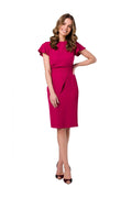 Robe de cocktail Stylove élégante fuchsia ajustée manches courtes ceinture intégrée polyester elasthanne femmes