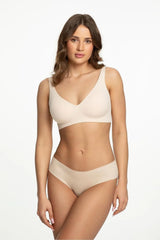 culottes bikini sans couture microfibre extensible invisible nude beige doublure coton élasthanne polyamide ajustement parfait confort maintien