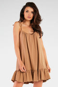 Robe d'été Infinite You sans manches en coton lycra camel évasée volant femmes enceintes occasion décontractée plage sortie