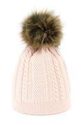 Bonnet Femme Design Élégant Fausse Fourrure Pompon Froid Hiver Doux Confort Matière Élastique Coupe Ajustée Occasions Diverses