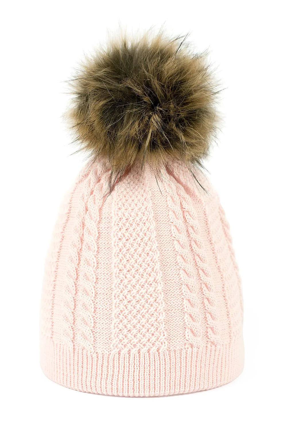 Bonnet Femme Design Élégant Fausse Fourrure Pompon Froid Hiver Doux Confort Matière Élastique Coupe Ajustée Occasions Diverses