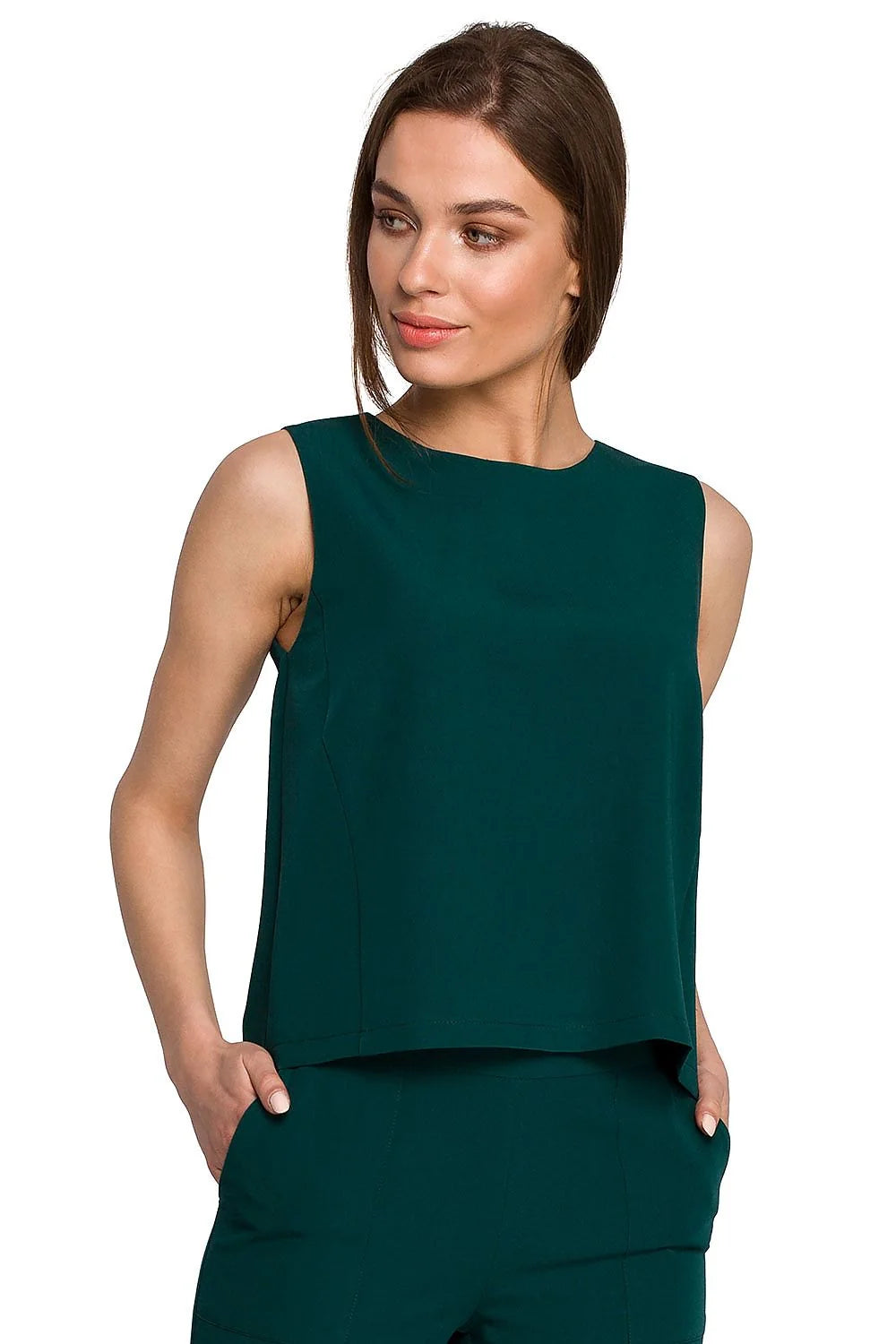 Top Femme Bleu Vif Polyester Élégant Ample Décontracté Travail Bureau Mode Style Professionnel