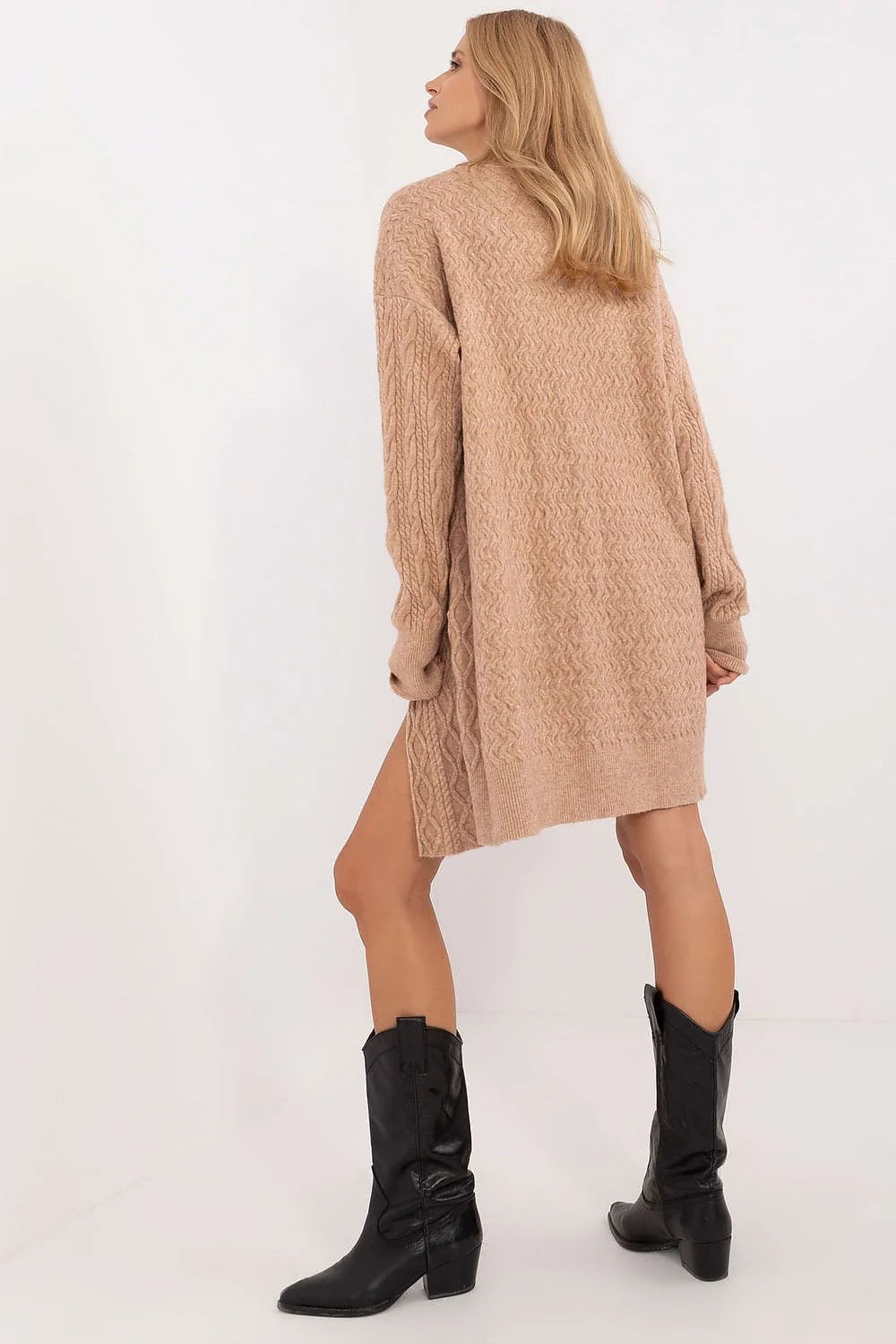 Cardigan long pour femme style décontracté couleur beige maille tricotée manches longues poches passepoilées polyvalent automne-hiver mode