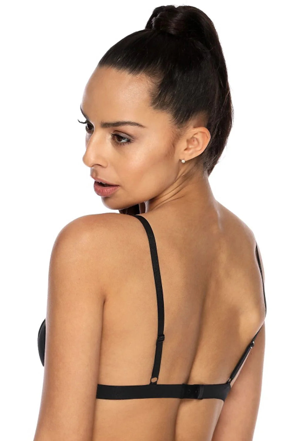 Soutien-gorge bralette noir en microfibre et mesh moderne sans armature sexy pour femme élégante