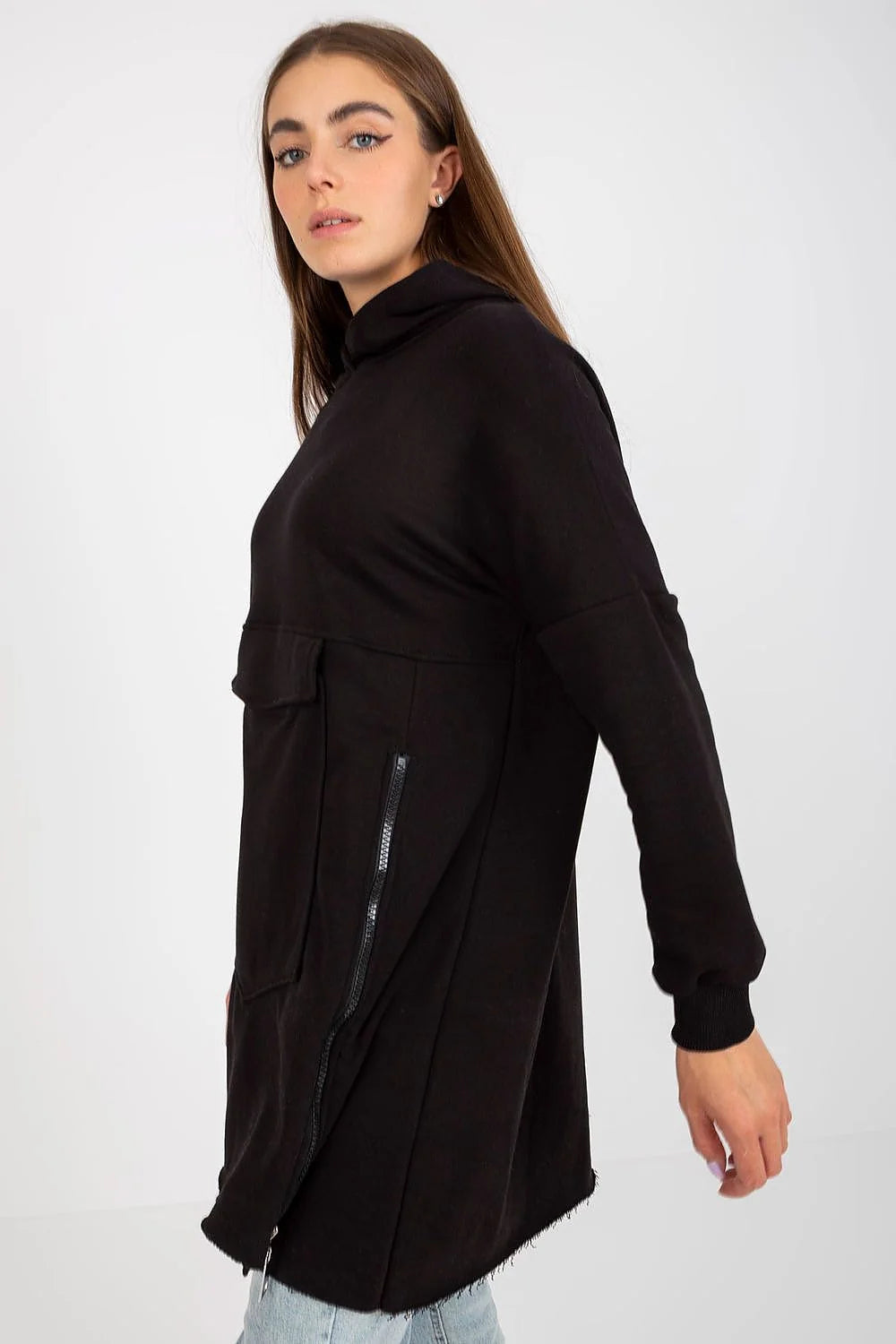 Robe pull femme style décontracté longue manches longues capuche poche kangourou coton vert émeraude