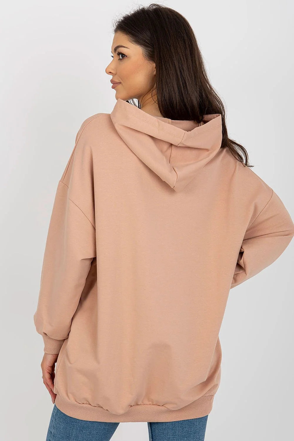 Sweatshirt Fancy femme moderne casual texte graphique coloré beige multicolore ample coudes ourlet coton élasthanne confortable
