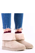 bottines hiver femme suédine beige retourné fausse fourrure rond semelle crantée plateforme 25mm slipon doublées chaudes confort durable